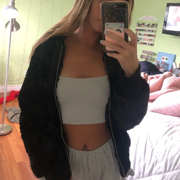 Black furry jacket! - Picture 2 of 5